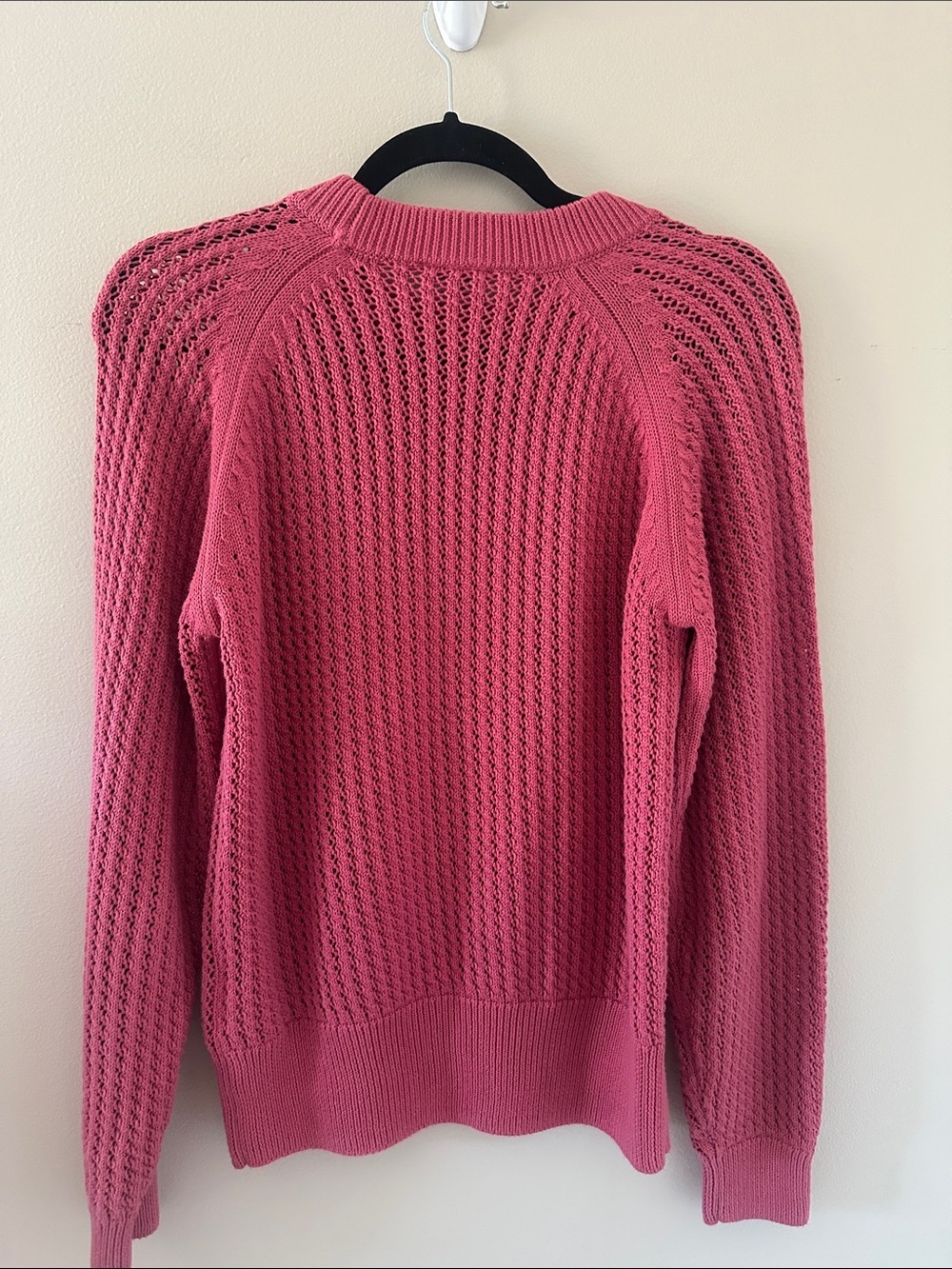 VARLEY Womens Clay Open Stitch Cotton Sweater in Rose Wine Size XS Lightweight - Picture 5 of 11